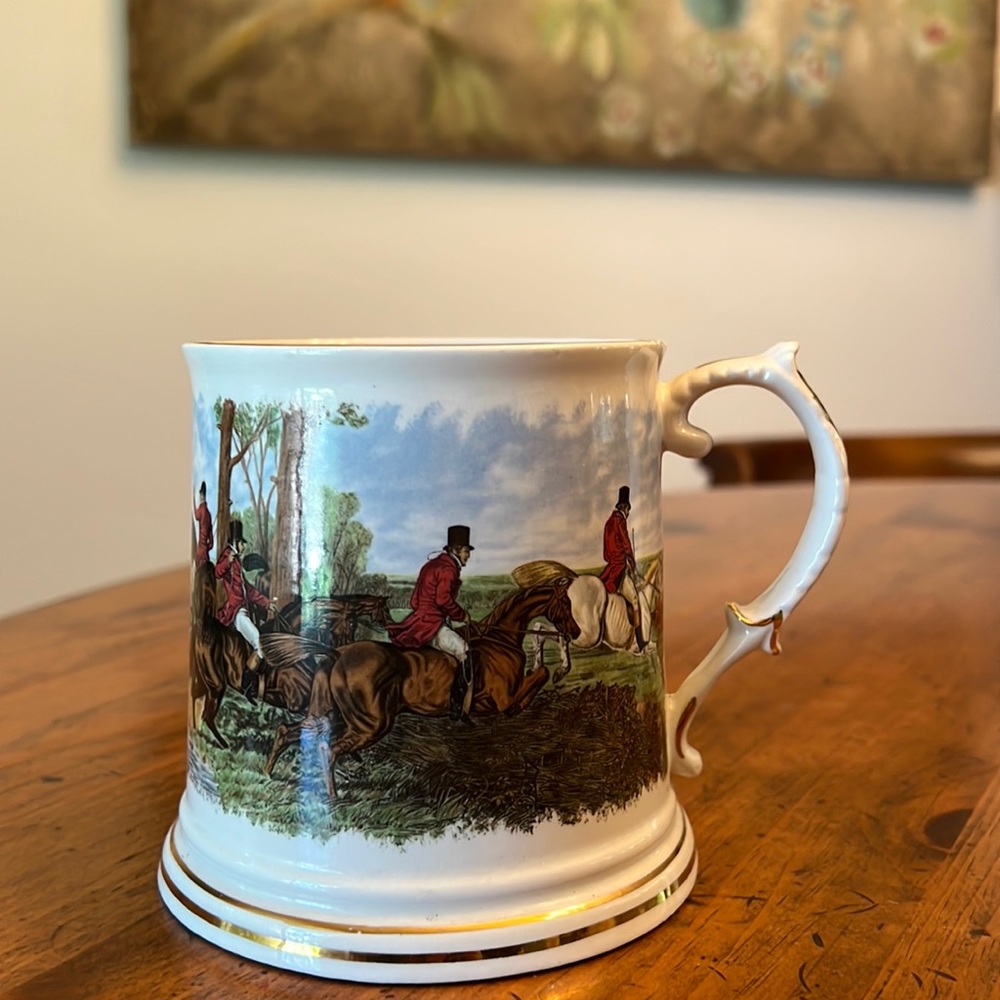Crown Dorset Fox Hunt Large Beer Stein Mug Staffordshire England Fine Ceramics